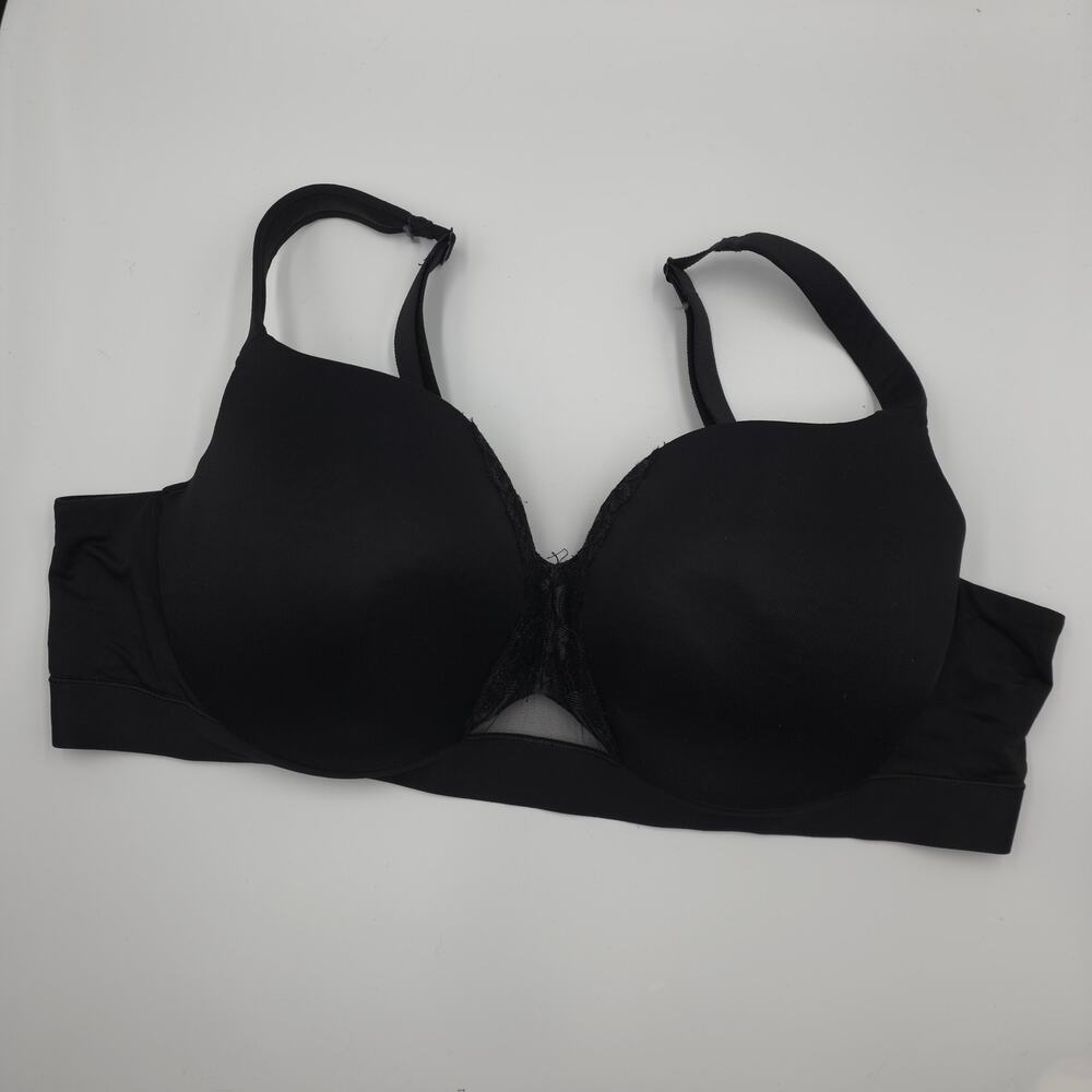 Cacique Black Lightly Lined Balconette Bra Size 46C
